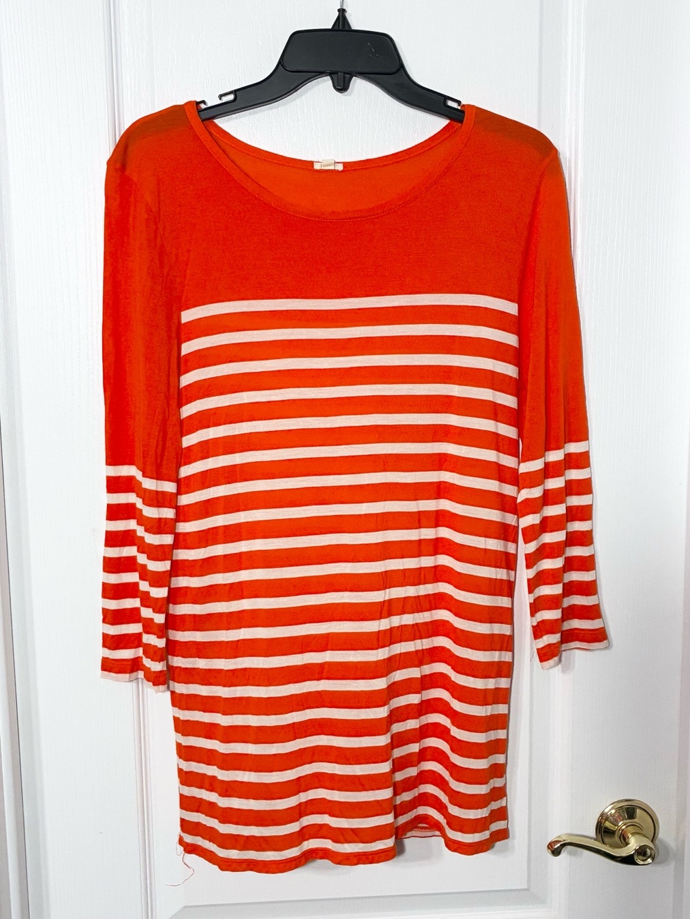 J.Crew Striped Modal Boatneck Tunic Top Orange White Size Medium